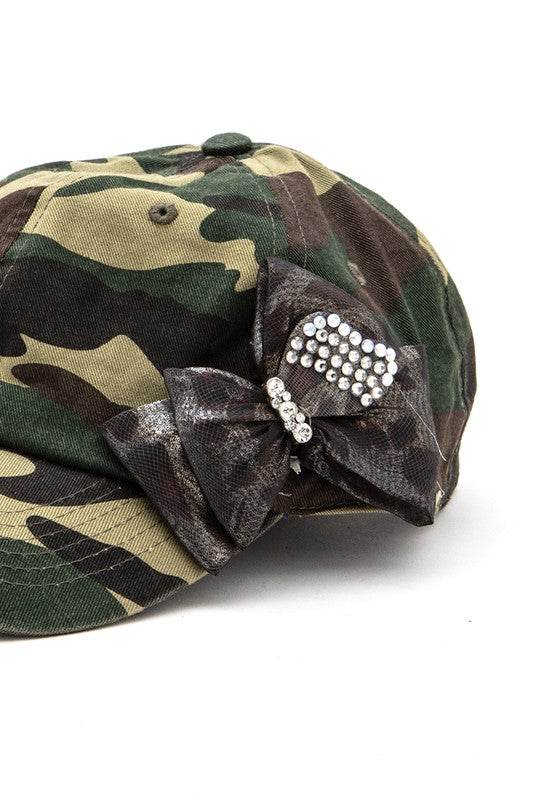 Crystal Chiffon Bow Tie Iconic Camo Cotton Cap - Shop Style & More | Fresh Looks, Everyday Deals & Free Shipping