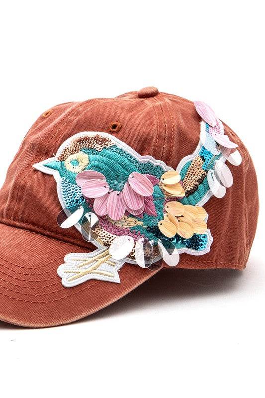 Mix Media Bird Patch Vintage Cotton Canvas Cap - Shop Style & More | Fresh Looks, Everyday Deals & Free Shipping