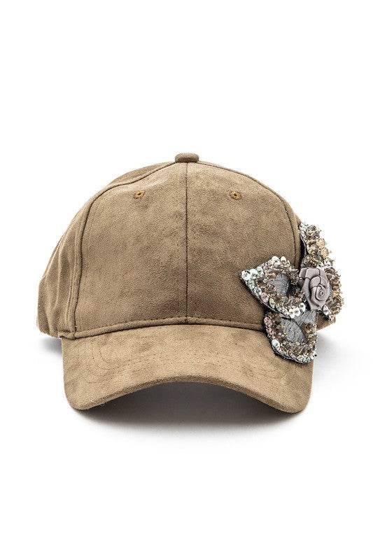 Beaded Flower Suede Fashion Cap - Shop Style & More | Fresh Looks, Everyday Deals & Free Shipping