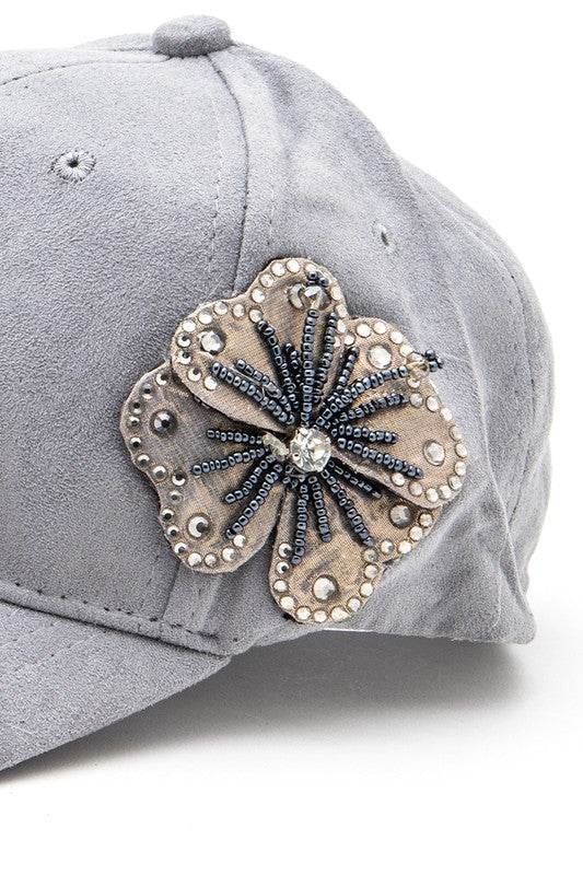 Beaded Flower Suede Fashion Cap - Shop Style & More | Fresh Looks, Everyday Deals & Free Shipping