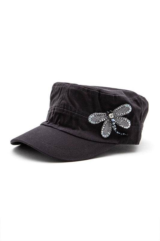 3D Dragonfly Beaded Statement Cadet Hat - Shop Style & More | Fresh Looks, Everyday Deals & Free Shipping