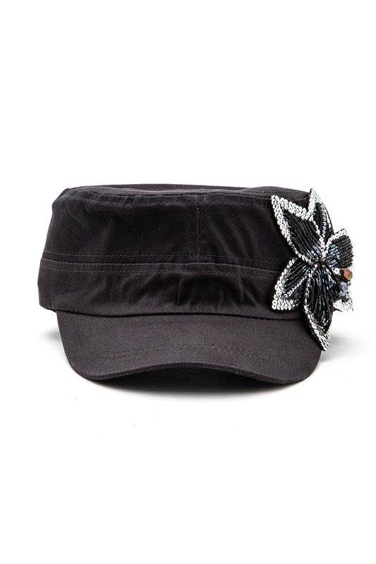 Beaded 3D Flower Statement Cadet Hat - Shop Style & More | Fresh Looks, Everyday Deals & Free Shipping