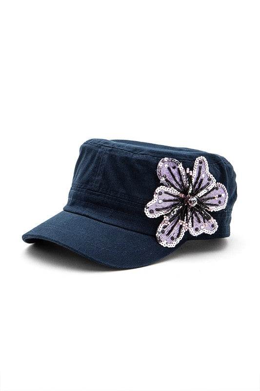 Sequins Beaded 3D Flower Statement Cadet Hat - Shop Style & More | Fresh Looks, Everyday Deals & Free Shipping