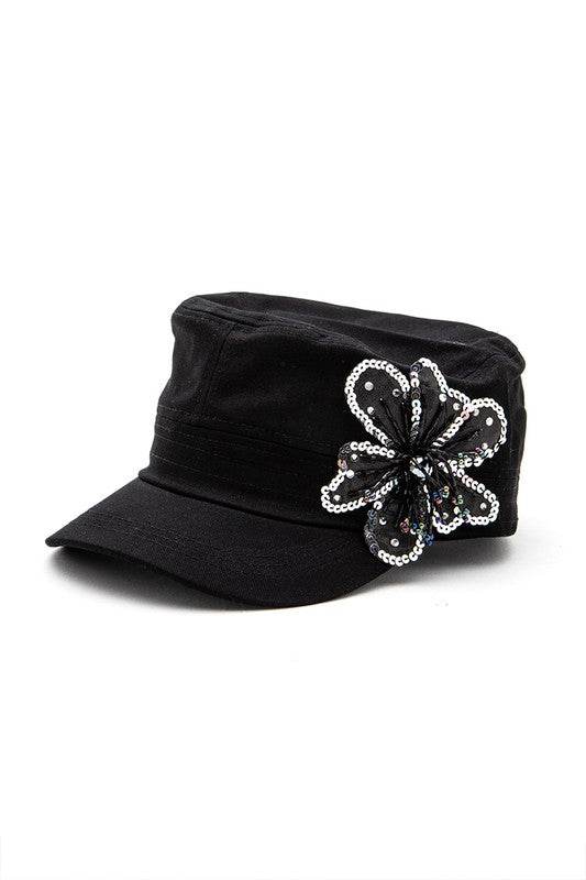 Sequins Beaded 3D Flower Statement Cadet Hat - Shop Style & More | Fresh Looks, Everyday Deals & Free Shipping