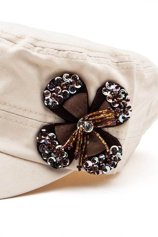 Sequin Beaded 3D Flower Iconic Cadet Hat - Shop Style & More | Fresh Looks, Everyday Deals & Free Shipping