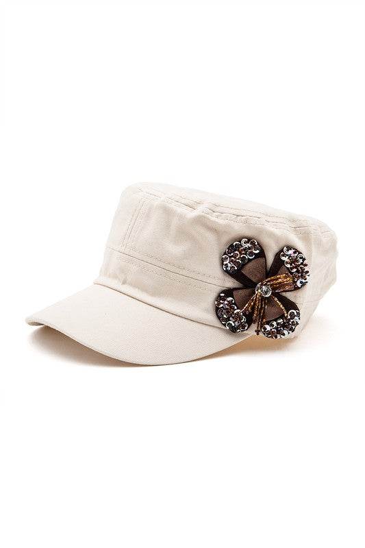 Sequin Beaded 3D Flower Iconic Cadet Hat - Shop Style & More | Fresh Looks, Everyday Deals & Free Shipping