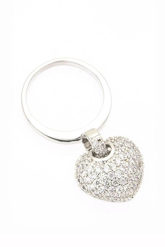 Cubic Zirconia Heart Charm Fashion Ring - Shop Style & More | Fresh Looks, Everyday Deals & Free Shipping