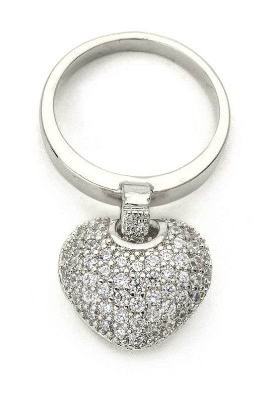 Cubic Zirconia Heart Charm Fashion Ring - Shop Style & More | Fresh Looks, Everyday Deals & Free Shipping