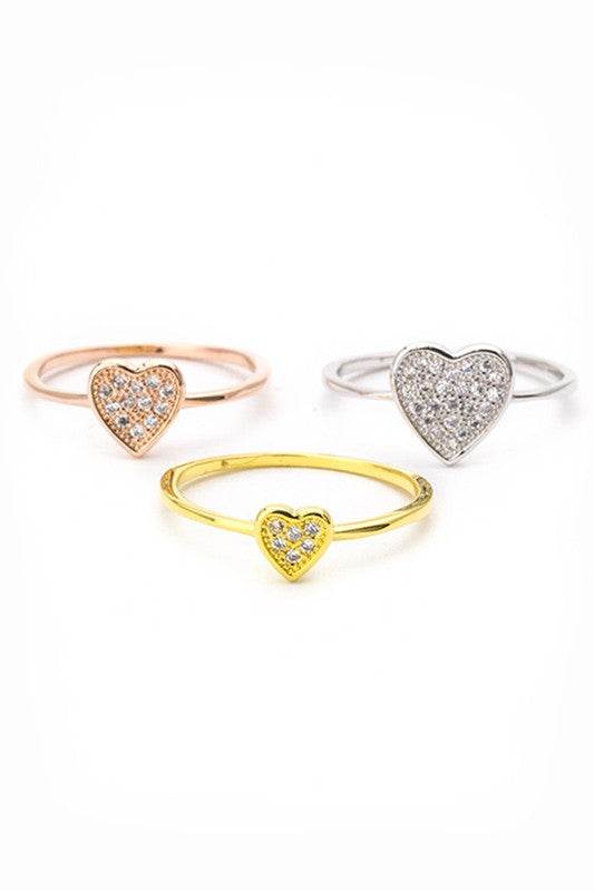 3 Tone CZ Heart Triple Ring - Shop Style & More | Fresh Looks, Everyday Deals & Free Shipping