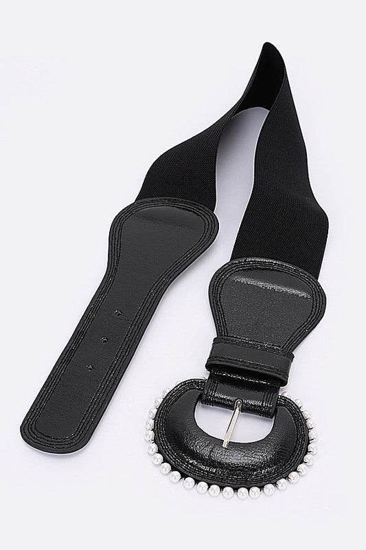 Pearl Accent Metallic Elastic Wide Belt - Shop Style & More | Fresh Looks, Everyday Deals & Free Shipping