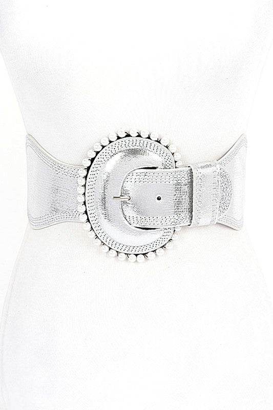 Pearl Accent Metallic Elastic Wide Belt - Shop Style & More | Fresh Looks, Everyday Deals & Free Shipping