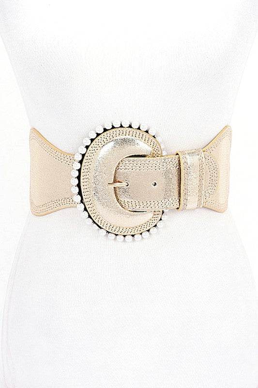 Pearl Accent Metallic Elastic Wide Belt - Shop Style & More | Fresh Looks, Everyday Deals & Free Shipping