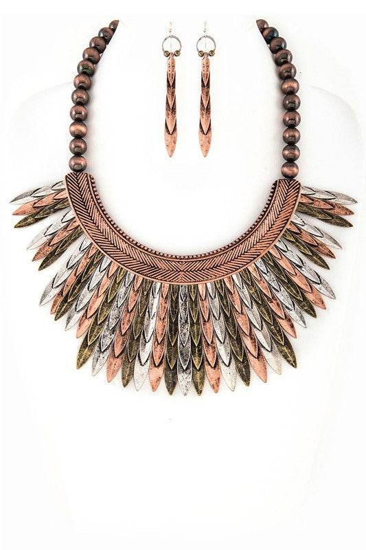 Metal Feather Statement Collar Necklace Set - Shop Style & More | Fresh Looks, Everyday Deals & Free Shipping