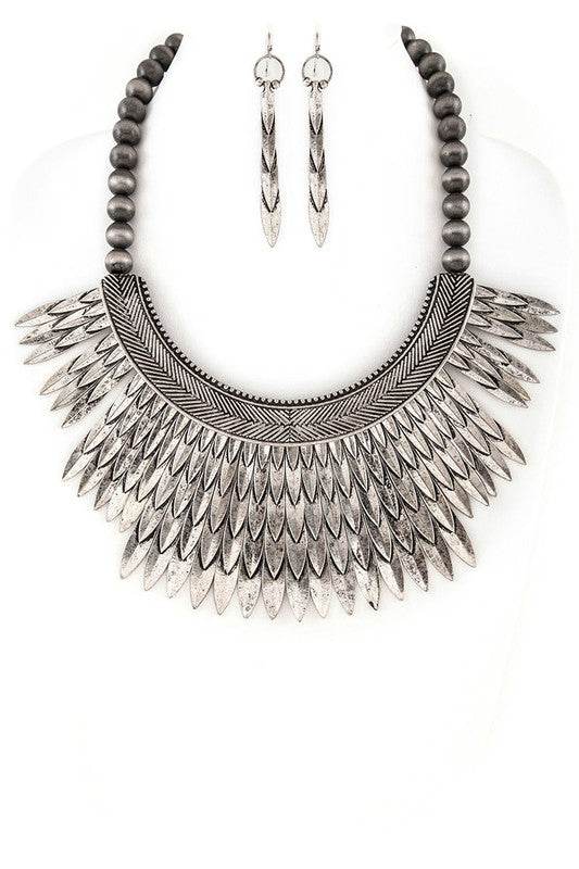 Metal Feather Statement Collar Necklace Set - Shop Style & More | Fresh Looks, Everyday Deals & Free Shipping