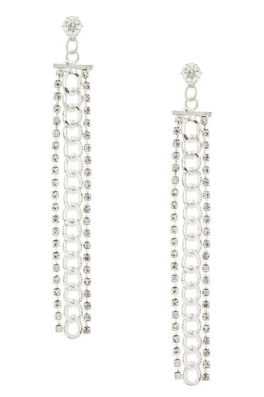 Rhinestone Chain Long Drop Earrings - Shop Style & More | Fresh Looks, Everyday Deals & Free Shipping