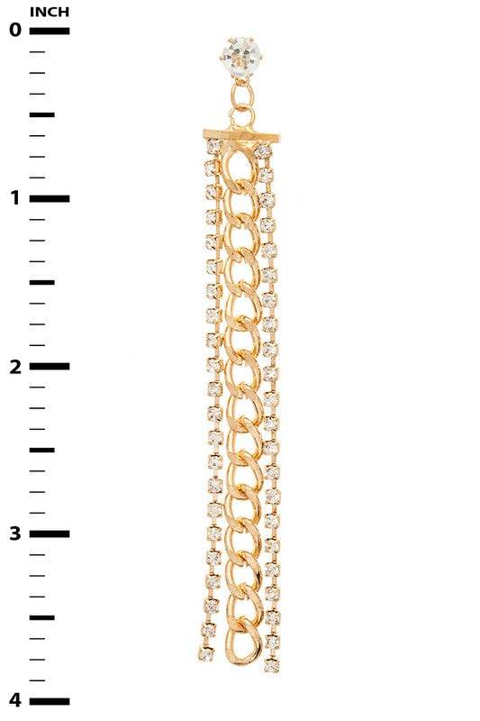 Rhinestone Chain Long Drop Earrings - Shop Style & More | Fresh Looks, Everyday Deals & Free Shipping