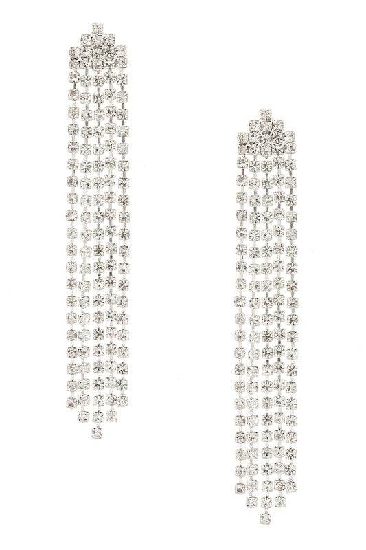 Fringe Rhinestone Chain Drop Earrings - Shop Style & More | Fresh Looks, Everyday Deals & Free Shipping