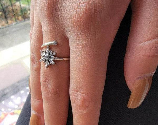 .925 Sterling Silver CZ Snowflake Adjustable Ring - Shop Style & More | Fresh Looks, Everyday Deals & Free Shipping