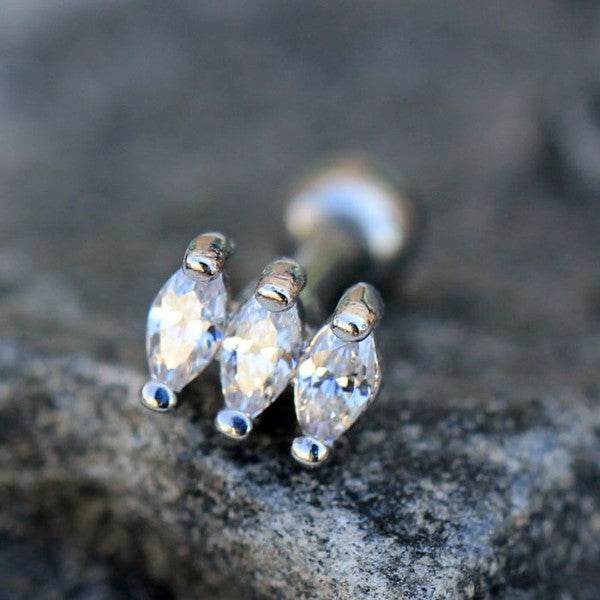316L Stainless Steel Mini Triple Marquise Cut CZ - Shop Style & More | Fresh Looks, Everyday Deals & Free Shipping