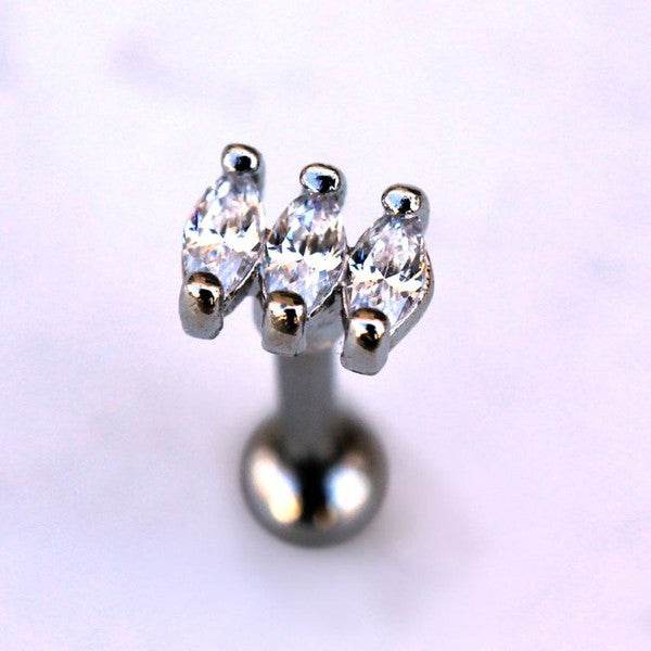 316L Stainless Steel Mini Triple Marquise Cut CZ - Shop Style & More | Fresh Looks, Everyday Deals & Free Shipping