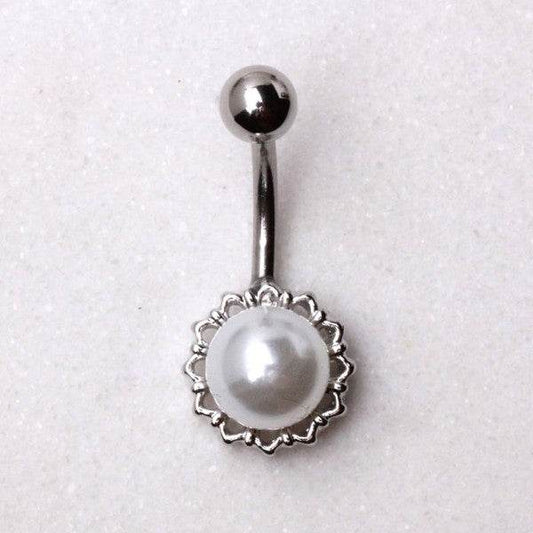 316L Stainless Steel White Faux Pearl Navel Ring - Shop Style & More | Fresh Looks, Everyday Deals & Free Shipping