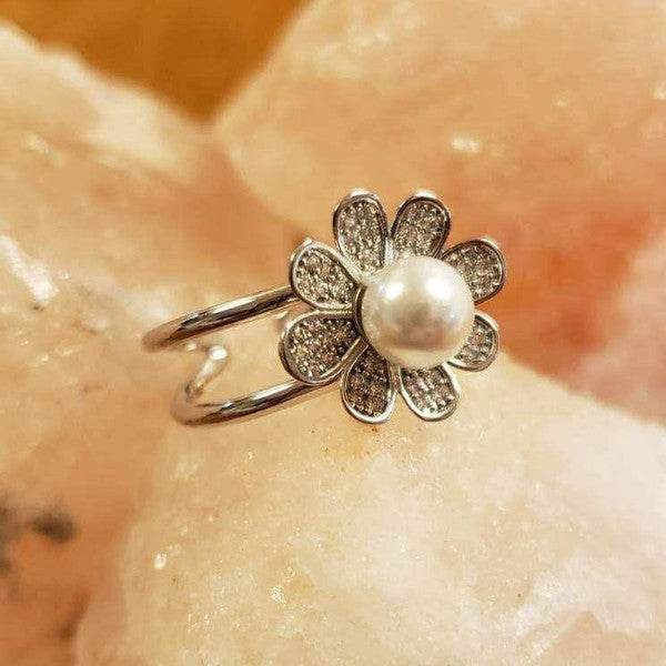 White Gold Dipped CZ Flower Acrylic Pearl - Shop Style & More | Fresh Looks, Everyday Deals & Free Shipping