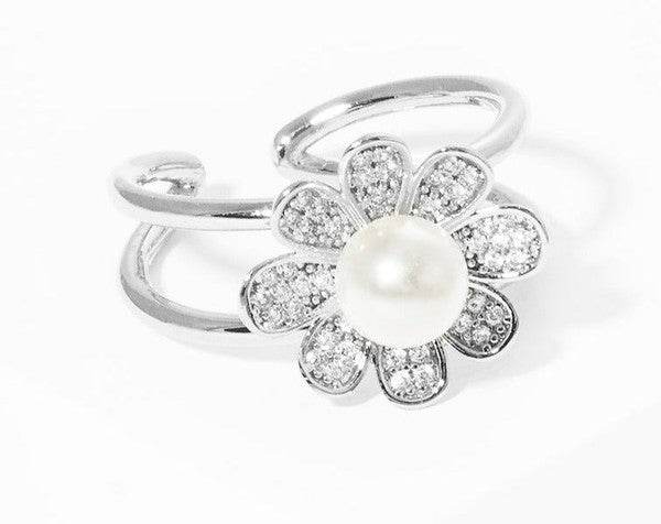 White Gold Dipped CZ Flower Acrylic Pearl - Shop Style & More | Fresh Looks, Everyday Deals & Free Shipping