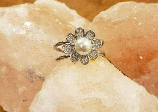 White Gold Dipped CZ Flower Acrylic Pearl - Shop Style & More | Fresh Looks, Everyday Deals & Free Shipping