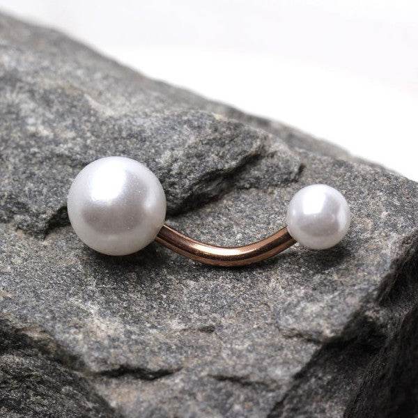Rose Gold Plated Navel Ring with White Faux Pearls - Shop Style & More | Fresh Looks, Everyday Deals & Free Shipping
