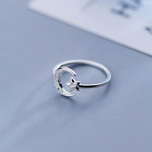 Moon and Star Sterling Silver Adjustable Ring - Shop Style & More | Fresh Looks, Everyday Deals & Free Shipping