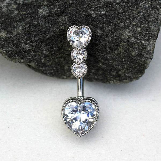 316L Stainless Steel Cascading Heart Navel Ring - Shop Style & More | Fresh Looks, Everyday Deals & Free Shipping