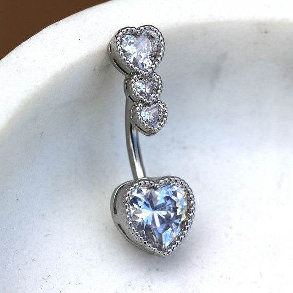 316L Stainless Steel Cascading Heart Navel Ring - Shop Style & More | Fresh Looks, Everyday Deals & Free Shipping