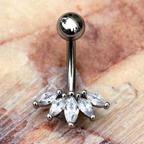 316L Stainless Steel Marquise Cut CZ Navel Ring - Shop Style & More | Fresh Looks, Everyday Deals & Free Shipping