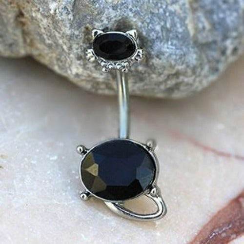316L Stainless Steel Fancy Black Cat Navel Ring - Shop Style & More | Fresh Looks, Everyday Deals & Free Shipping