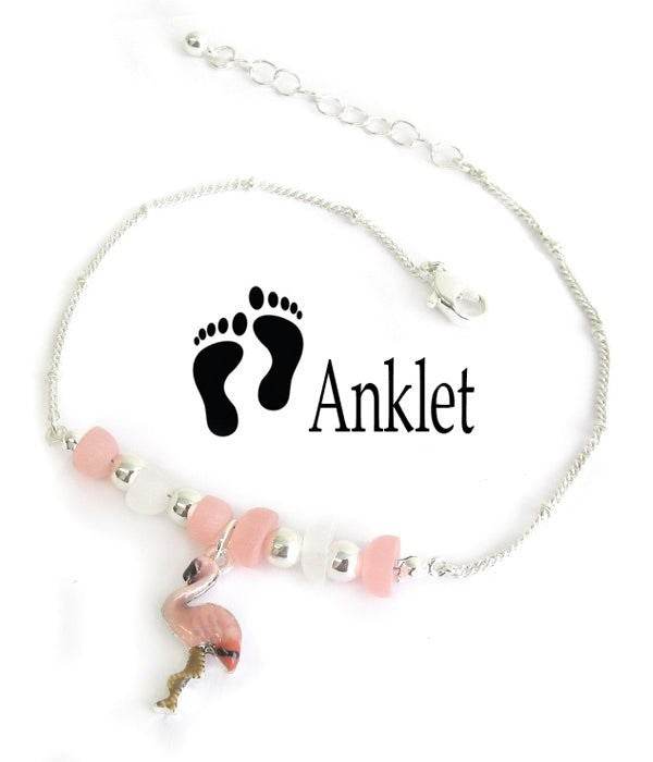 Multi Sea Glass Flamingo Anklet Ankle Bracelet - Shop Style & More | Fresh Looks, Everyday Deals & Free Shipping