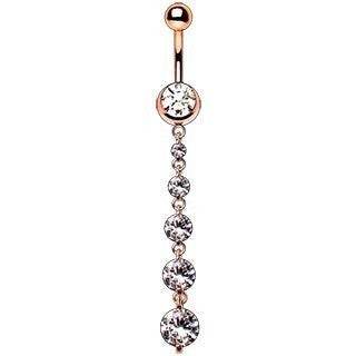 Rose Gold Plated Cascading CZ Dangle Navel Ring - Shop Style & More | Fresh Looks, Everyday Deals & Free Shipping