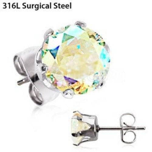 Pair of 316L Stainless Steel Aurora Borealis Round - Shop Style & More | Fresh Looks, Everyday Deals & Free Shipping