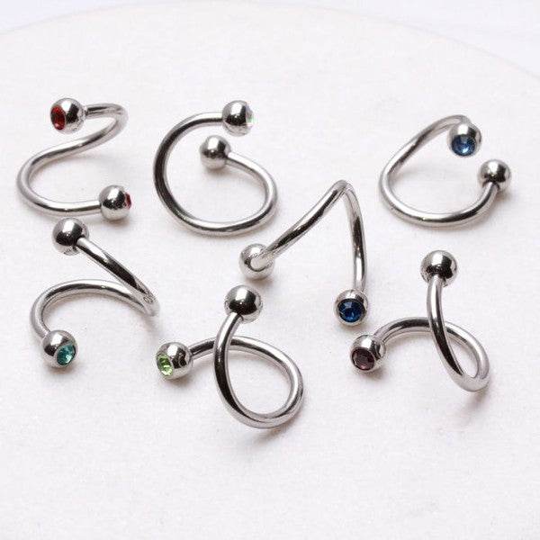316L Surgical Steel Twist with Gemmed Balls - Shop Style & More | Fresh Looks, Everyday Deals & Free Shipping