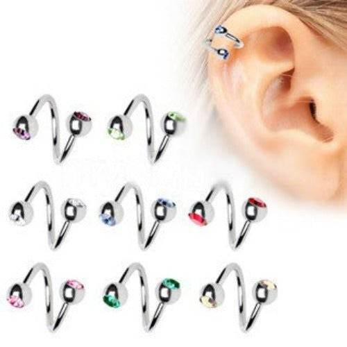 316L Surgical Steel Twist with Gemmed Balls - Shop Style & More | Fresh Looks, Everyday Deals & Free Shipping