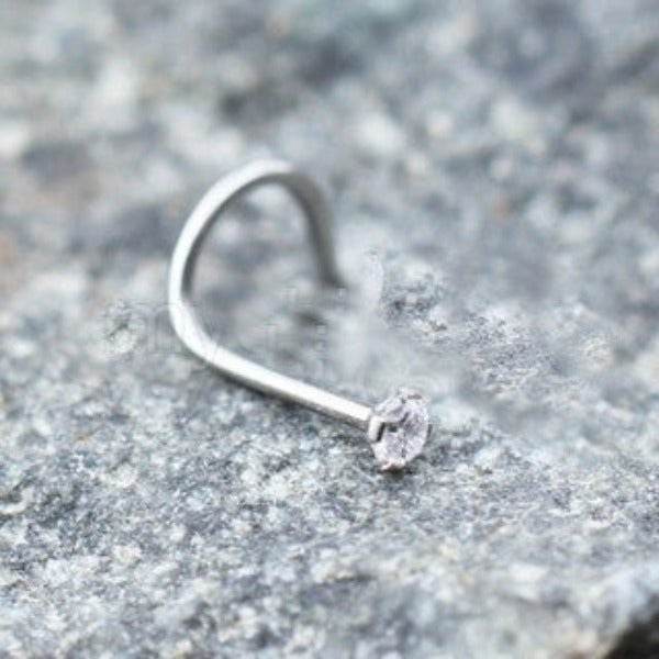 316L Stainless Steel Prong Set CZ Screw Nose Ring - Shop Style & More | Fresh Looks, Everyday Deals & Free Shipping