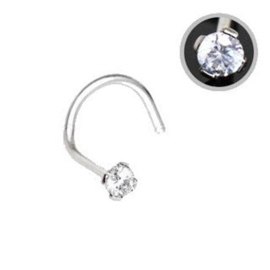 316L Stainless Steel Prong Set CZ Screw Nose Ring - Shop Style & More | Fresh Looks, Everyday Deals & Free Shipping