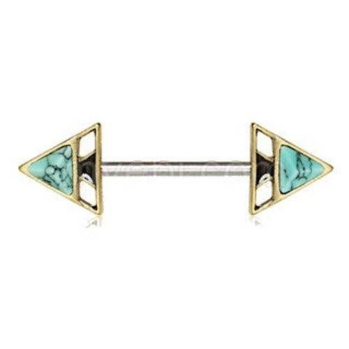 Gold Plated Turquoise Triangle Pyramid Nipple Bar - Shop Style & More | Fresh Looks, Everyday Deals & Free Shipping