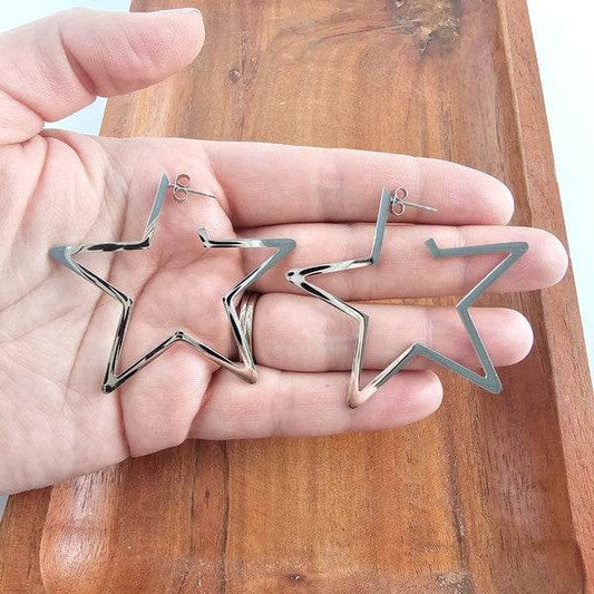 Luxe Star Hoops - Silver - Shop Style & More | Fresh Looks, Everyday Deals & Free Shipping