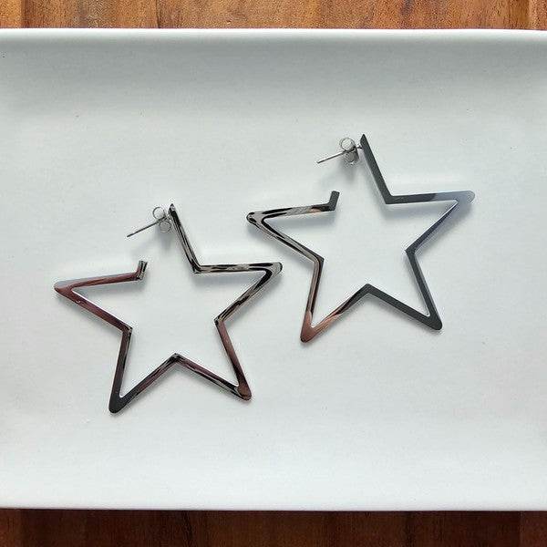 Luxe Star Hoops - Silver - Shop Style & More | Fresh Looks, Everyday Deals & Free Shipping