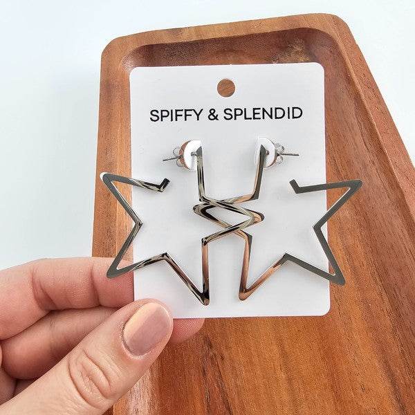 Luxe Star Hoops - Silver - Shop Style & More | Fresh Looks, Everyday Deals & Free Shipping