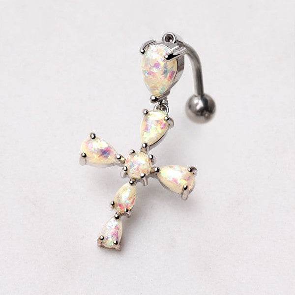 316L Stainless Steel White Synthetic Opal Cross - Shop Style & More | Fresh Looks, Everyday Deals & Free Shipping