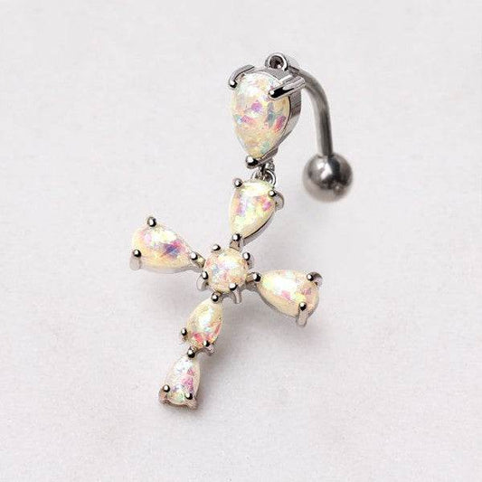 316L Stainless Steel White Synthetic Opal Cross - Shop Style & More | Fresh Looks, Everyday Deals & Free Shipping