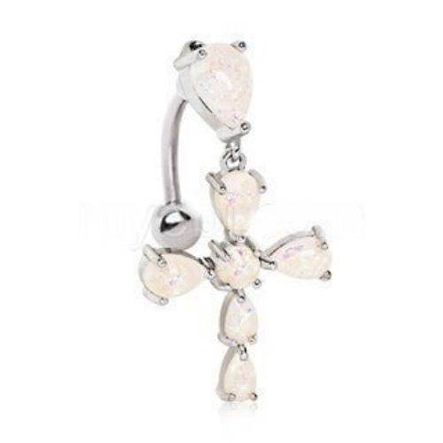 316L Stainless Steel White Synthetic Opal Cross - Shop Style & More | Fresh Looks, Everyday Deals & Free Shipping