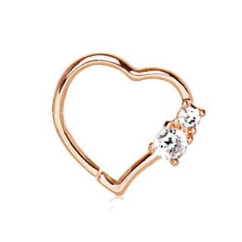 Annealed Rose Gold Jeweled Heart Cartilage Earring - Shop Style & More | Fresh Looks, Everyday Deals & Free Shipping