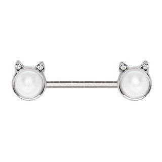 316L Surgical Steel Pearl White Cat Nipple Bar - Shop Style & More | Fresh Looks, Everyday Deals & Free Shipping